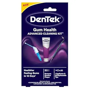DenTek Gum Health Advanced IFF17 Cleaning Kit, Oral Care Hygiene Kit, Gum Cleansing Gel, Gum Massager, and Plaque Scraper Dental Tools